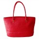Straw Tote: Paper Straw Tote - Red - BG-R11049RD